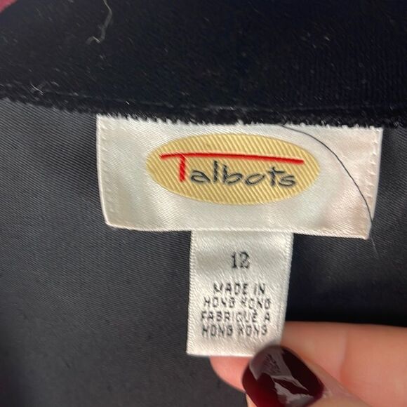 Talbots Black Velvet Blazer Button Up Size 12 - Picture 3 of 6